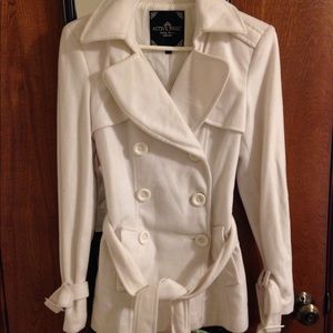 Woman's white pea coat